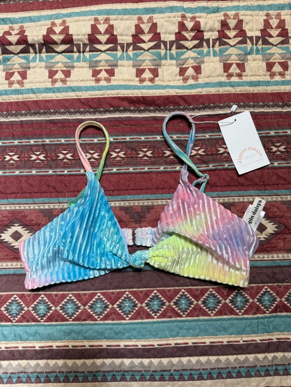 NWT Dippin' Daisy's Pastel velvet bikini top size medium